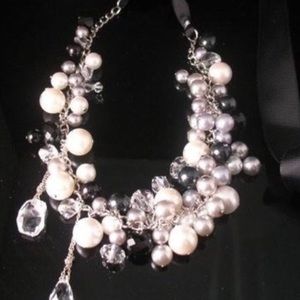 STUNNING pearl onyx Swarovski statement Limited Edition necklace